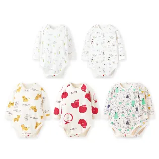 【mamaway 媽媽餵】BABY Q彈棉質長袖包屁衣  多款任選(寶寶包屁衣、嬰兒連身衣)