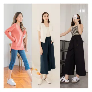 【OB 嚴選】涼感彈力鬆緊腰長褲(褲裙/窄管褲/輕丹寧/寬褲/大尺碼)