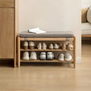 【hoi! 好好生活】源氏木語柏林橡木穿鞋椅0.6M Y83T53 煙栗棕