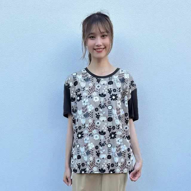 【Hana Mokuba】花木馬日系女裝圓領花草印花上衣(T恤)（其他規格）