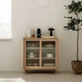 【iloom 怡倫家居】REMA 收納矮櫃 玻璃門板(收納櫃 木櫃 櫃子)