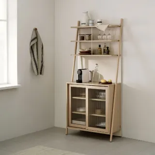 【iloom 怡倫家居】REMA 高收納櫃 玻璃門板(收納櫃 餐櫥櫃 櫃子 木質櫃)