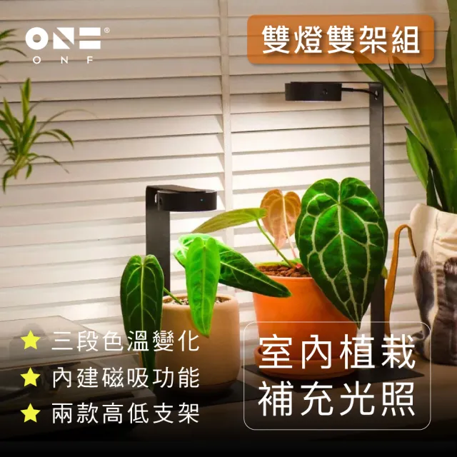 【ONF 光之間】MIST O 植霧光-桌上型隨吸植物燈套組(雙燈-黑色及專屬支架2入組-黑色)