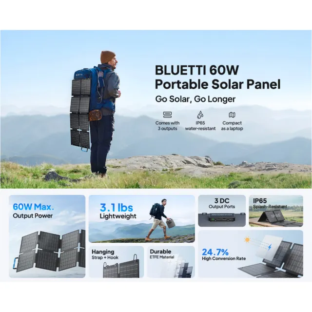 【BLUETTI】PV60 60W 太陽能板(露營 戶外 太陽能 充電板 車宿)