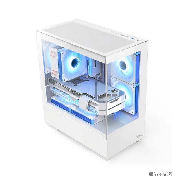 【Power Master 亞碩】V400 景觀 M-ATX 電腦機殼 機箱(白色/預裝ARGB風扇)