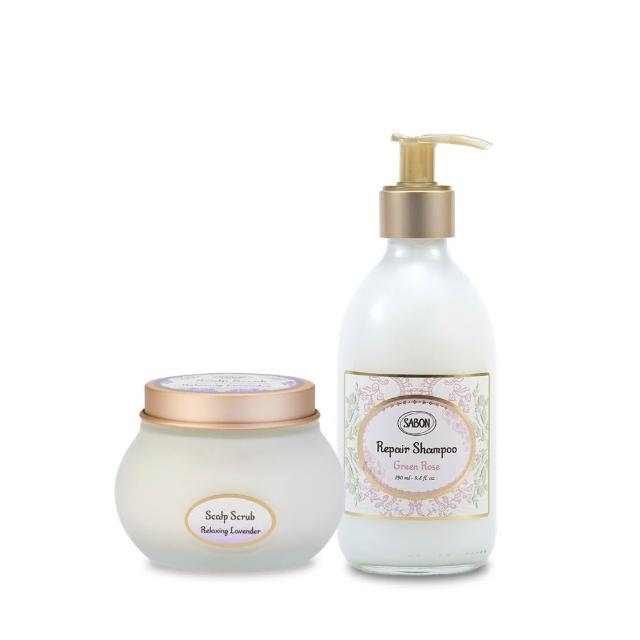 【SABON】官方直營 頭皮潔淨組(死海鹽頭皮磨砂膏300g+淨潤洗髮乳290ml)