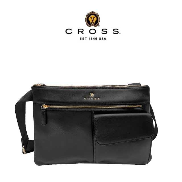 【CROSS】直播限定 限量1折 頂級小牛皮斜背包-格瑞克系列 全新專櫃展示品(黑色)