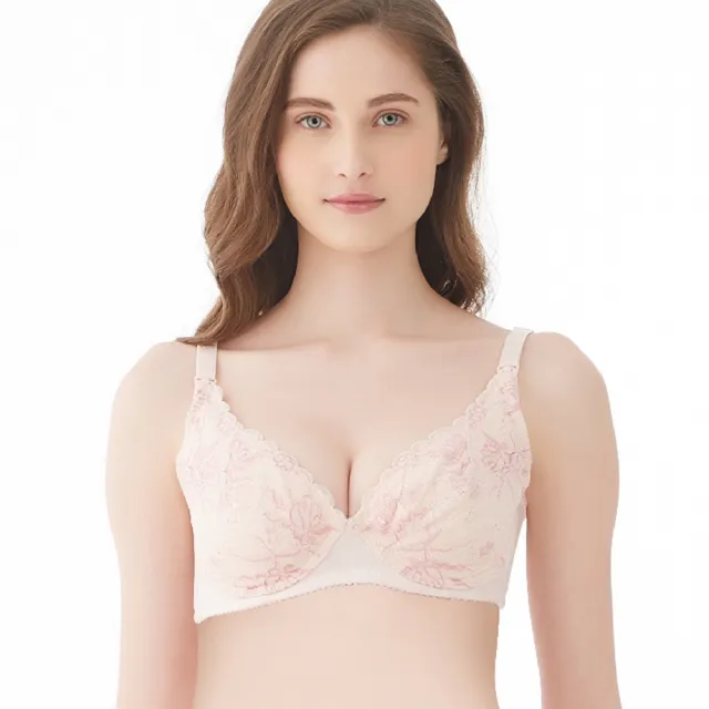 【Gennies 奇妮】哺乳內衣 沁涼蕾絲美型軟鋼圈內衣(粉)
