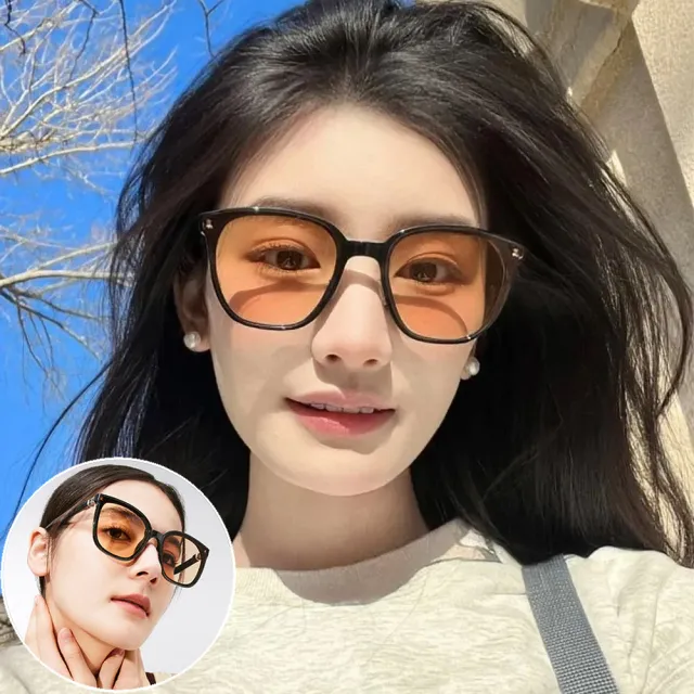 【Seoul Show 首爾秀】折疊彈簧腿方圓框男女太陽眼鏡抗UV400墨鏡 G07(防曬遮陽)