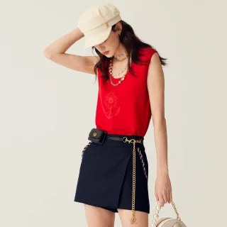 【iROO】立體船錨花朵印花上衣