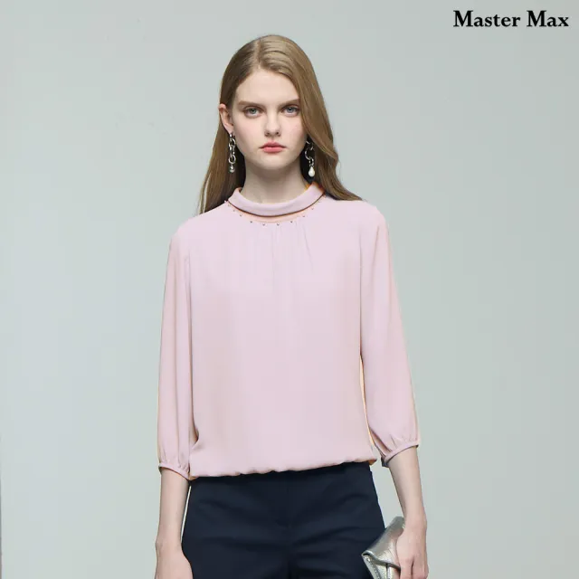 【Master Max】小翻領透膚設計感七分袖雪紡上衣(8527004)