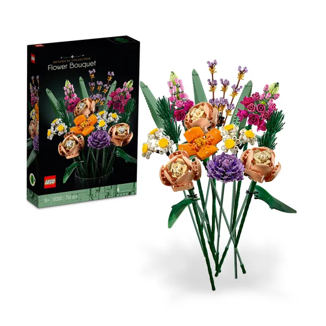 【LEGO 樂高】Botanicals 10280花束 & 40524向日葵_3入組(居家擺飾 禮物 花藝 手工藝 情人節禮物)