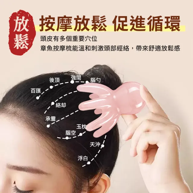 【夢巴黎】章魚按摩梳 2入組(按摩 刮痧 按摩梳 梳 頭皮按摩梳 頭部按摩器 按摩工具 經絡梳 按摩梳子)