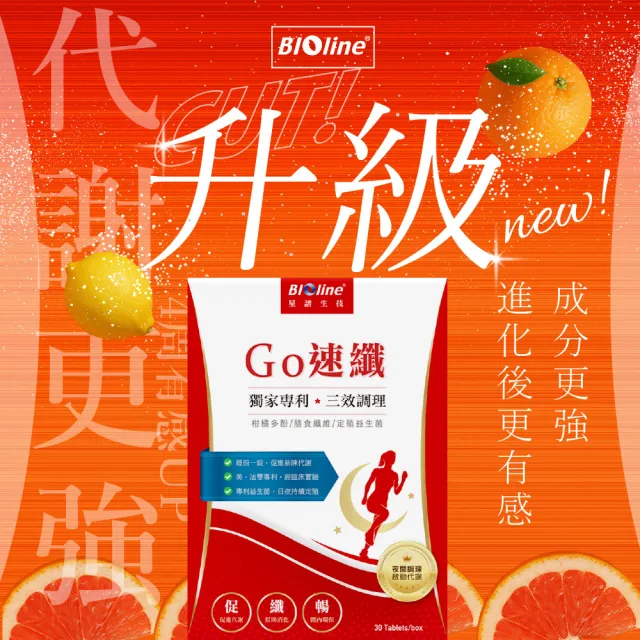 【Bioline 星譜生技】GO速纖｜穩控加速代謝錠1盒(30顆/盒〕〔檸檬多酚、植萃酵素、膳食纖維、定殖益生菌)