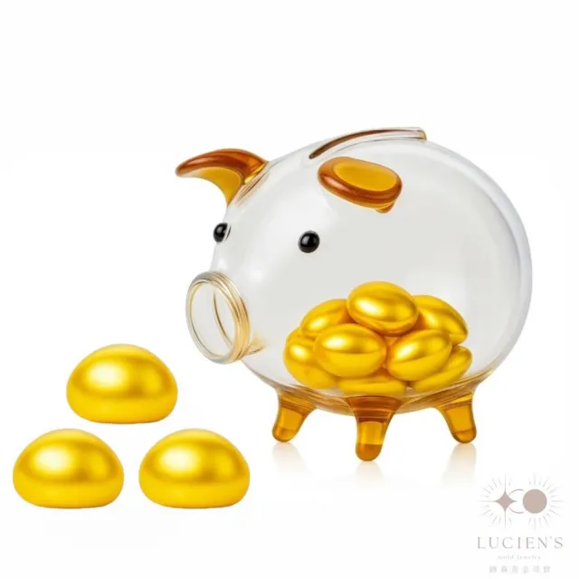 【路森金飾】黃金金豆1錢3入組(金重:3.00錢+-0.03錢贈可愛豬玻璃撲滿隨機色)