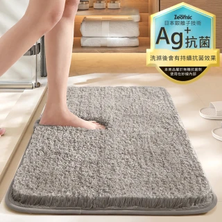 【大江】Ag+日本銀離子抗菌吸水地墊 加厚絨毛雲端腳感 廁所浴室防滑腳踏墊 速乾止滑墊40x60cm