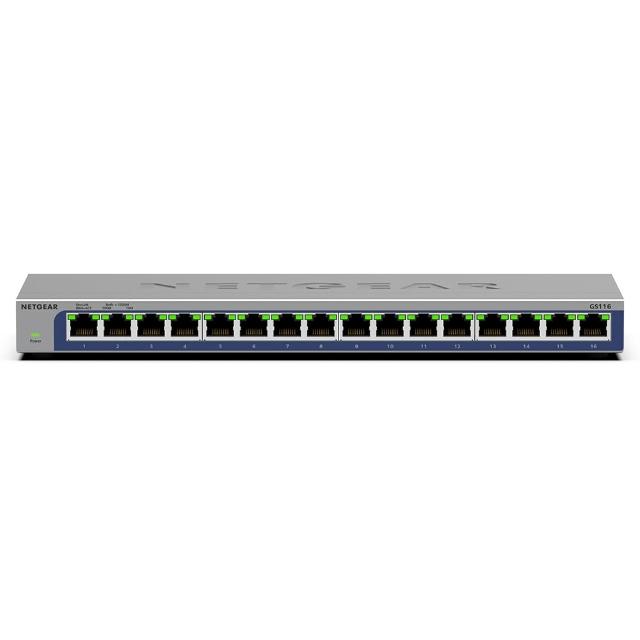 【NETGEAR】16埠 Gigabit 無網管 金屬殼 網路交換器(GS116)