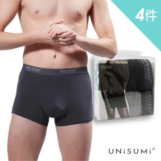 【UNISUMI】4件組零束縛彈力舒適平口褲(英國除臭纖維技術/男內褲/四角褲)