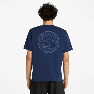 【Timberland 官方旗艦】男款藍色休閒短袖T恤(A5MRA451)