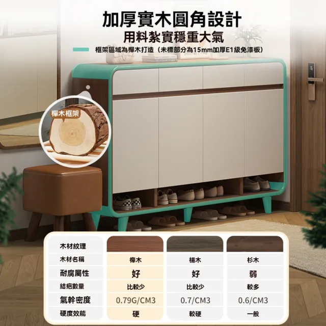 【金色陽光】15mm實木圓角 三門三抽 120*32*112cm(鞋櫃 鞋架 實木鞋櫃 玄關櫃 置物架 收納櫃 預購12天)