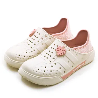 【GOODYEAR 固特異】女 排水透氣輕便水陸休閒晴雨兩穿懶人洞洞鞋 熱帶元素系列 台灣製造(奶茶粉 52721)