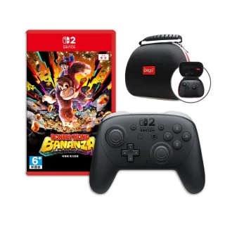【Nintendo 任天堂】NS2 Switch 2 Pro 控制器 手把+咚奇剛 蕉力全開(+手把收納包)