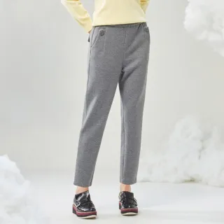 【MYVEGA 麥雪爾】MA雙釦鬆緊腰頭錐形九分褲-淺灰(錐形褲/)