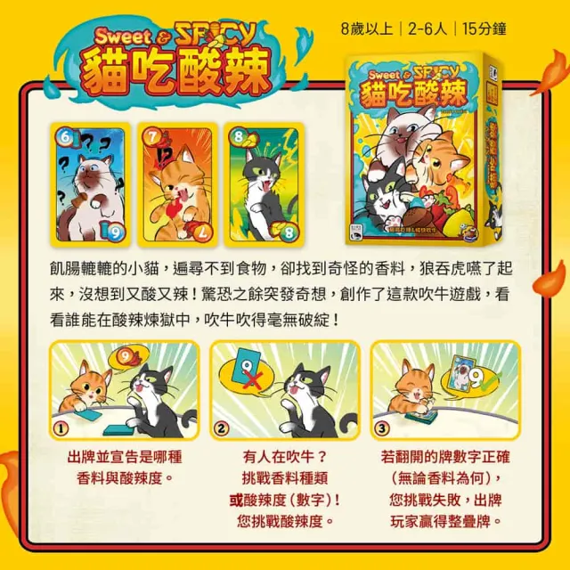 【新天鵝堡桌遊】貓吃酸辣SWEET & SPICY(全家一起來/越多人越好玩/送禮最大方)
