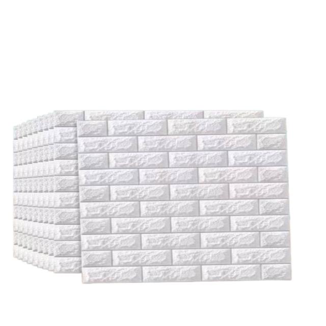 10入 防水防撞隔音 3D立體磚紋牆壁貼紙 居家裝飾 白色(牆紙 壁貼 壁紙 磚貼 背景牆 居家裝飾)