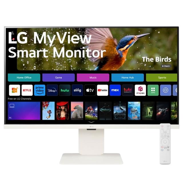 LG 樂金 32SR83U-W 32型 4K IPS 電腦螢幕，支援 UHD 3840x2160 解析度，三邊極窄邊框設計，可調整傾斜角度及高度，內建 webOS IoT 操控系統，支援 AirPlay 2 視訊傳輸，適用於 Type-C 與 HDMI 介面，16:9 適用比例，提供優質顯示效果與靈活使用體驗