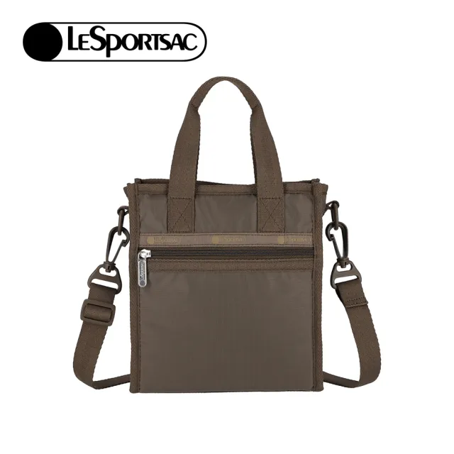 【Lesportsac】迷你方型托特包 通勤隨身包 肩背手提袋 手機包 送禮 禮物 女包 男包(摩卡咖啡)