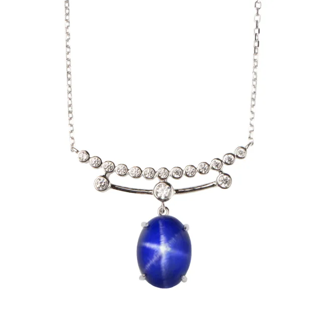 【幸福珠寶】母親節禮物  DIANA 璀璨星芒｜藍寶石項鍊(法國星鑽 六道星芒 貓眼)