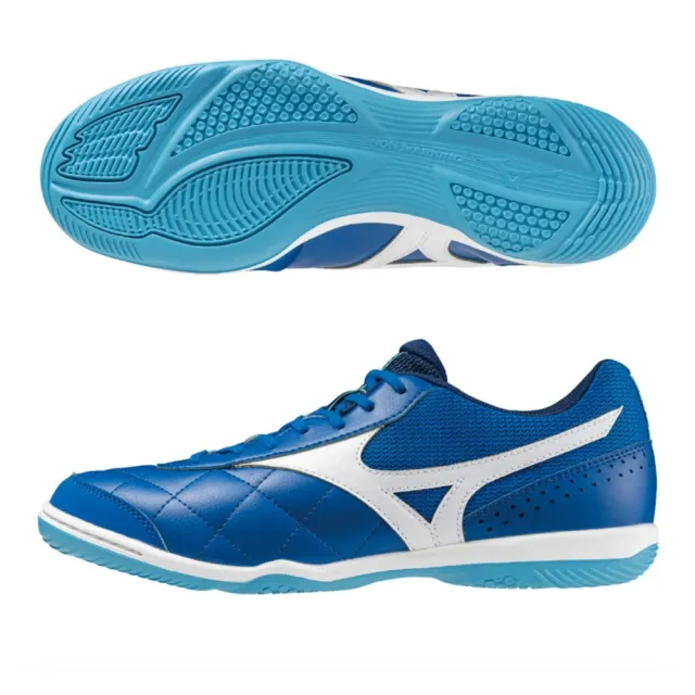 【MIZUNO 美津濃】MRL SALA CLUB IN 男女款 寬楦 室內足球鞋(Q1GA241602 Q1GA241603 白藍 藍白)