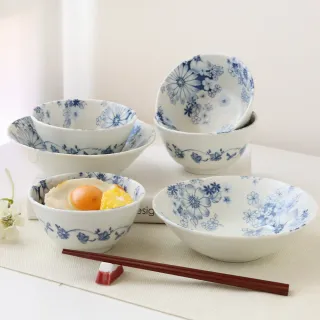 【Just Home】日本製羽之菊碗盤餐具6件組-飯碗+深盤(可微波 碗 飯碗 碗盤 瓷碗)