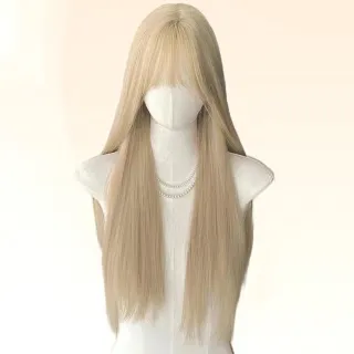 【MoonDy】女生假髮 模擬真髮 假髮套 COS用假髮 透氣 自然 假髮 金色假髮 長直髮 全頭套式 彌海 