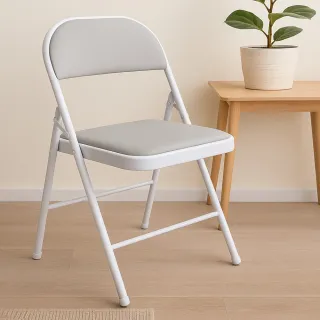 【Akira】免組裝皮革椅面可收納折疊椅(皮革椅 會議椅 化妝椅 辦公椅 麻將椅 餐椅 休閒椅 電腦椅 皮椅)