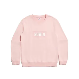 【EDWIN】男裝 BOX LOGO厚長袖T恤(粉紅色)