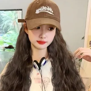 【MoonDy】假髮女 一體式帽子假髮 假髮 髮片 帽子假髮 波紋卷 假髮全頭套 模擬人髮 淺棕色假髮