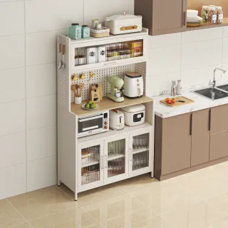 【慢慢家居】預計1/27前出貨 升級長虹玻璃-廚房大容量帶插座洞洞板櫥櫃電器櫃-100cm(餐廚櫃 置物櫃)