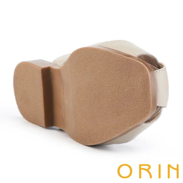 【ORIN】寬版編織護趾真皮平底涼鞋(米色)