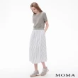 【MOMA】日系空氣棉直紋打褶圓裙假兩件式洋裝(灰色)