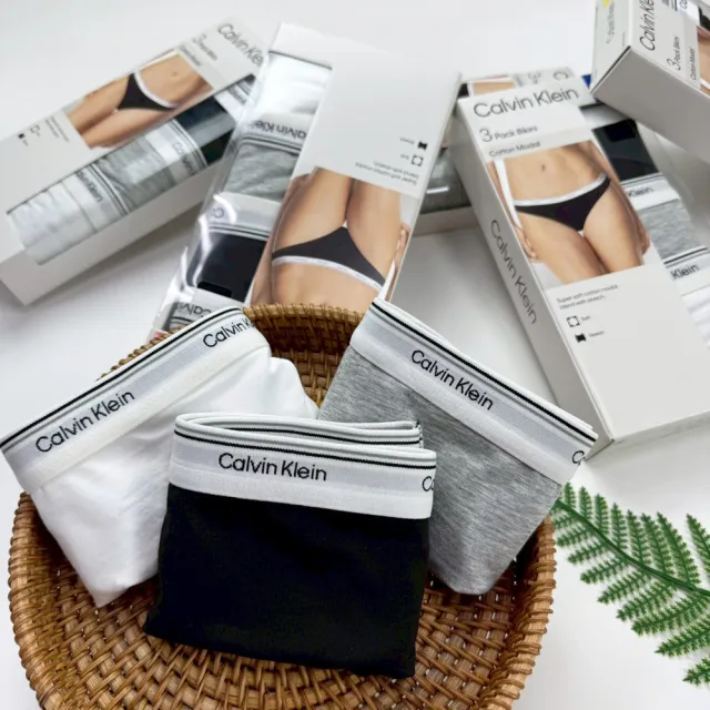 【Calvin Klein】三件盒裝 CK內褲 莫代爾 用料 女內褲 Calvin Klein 細帶 內褲 送禮(1487HV2)