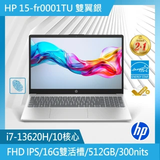 【HP 惠普】15.6吋i7-13620H輕薄效能筆電(超品15 15-fr0001TU/16G/512G SSD/Win11/雙翼銀)