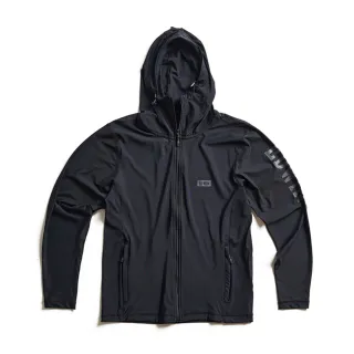 【EDWIN】女裝 涼感纖維印花機能連帽外套(黑色)