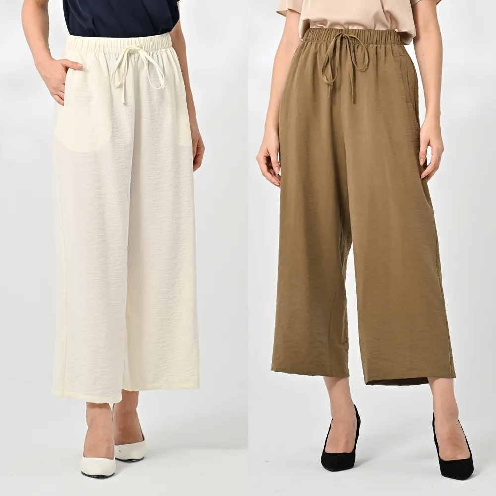 【御絹坊】簡約舒適鬆緊綁帶長褲