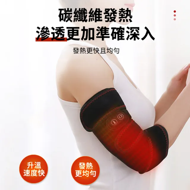 USB艾灸肘部震動按摩儀 熱敷保暖護肘 碳纖維發熱護手肘 肘部保暖帶 手臂按摩 (禮物) 禮物