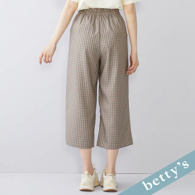 【betty’s 貝蒂思】出清品  雙排釦雪紡格紋寬褲(灰色)