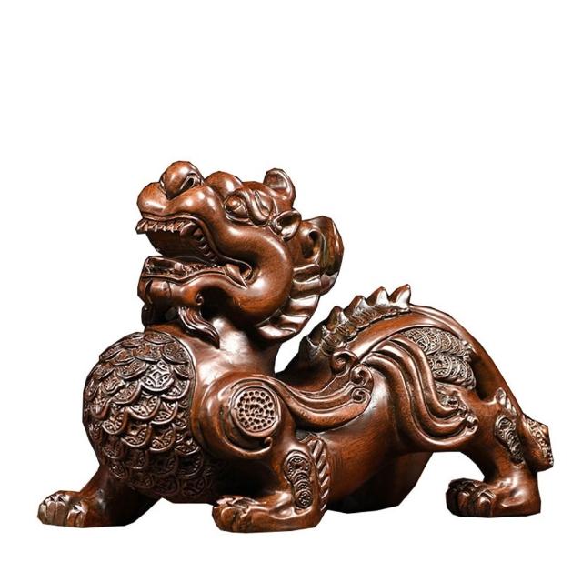 【超微米】實木雕刻貔貅擺件 辦公室客廳裝飾品 店鋪開業送禮貔貅擺件(吞金納財 店鋪開業送禮貔貅擺件)