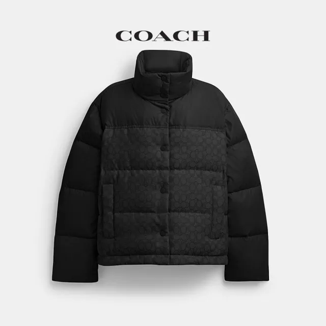【COACH】蔻馳官方直營 經典 SIGNATURE 羽絨外套-黑色(CCA31)