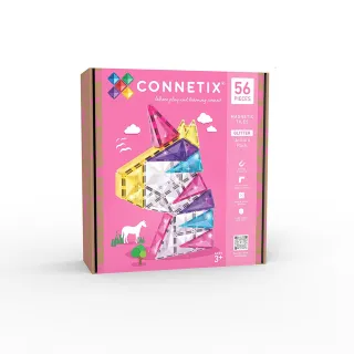 【Connetix 磁樂】澳洲 Connetix 磁力片- 56片閃粉獨角獸組(STEAM 玩具)